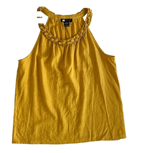 Vintage Canadian Carole Little Linen Braided Neck Tank Top Yellow Size Large
